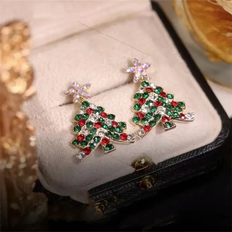 Women Colourful Zircon Christmas Tree Earring