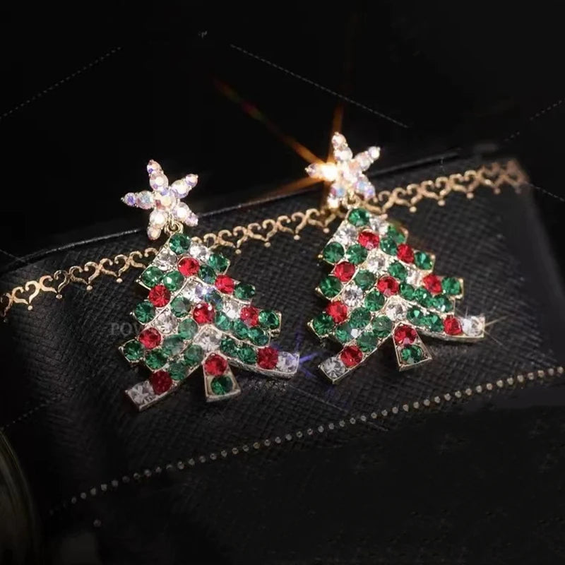 Women Colourful Zircon Christmas Tree Earring