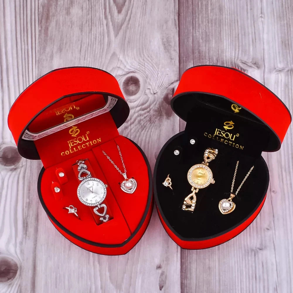 Women Valentine Bracelet Watch Set