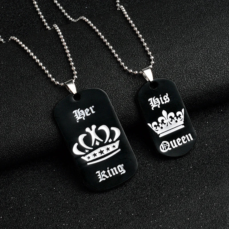 king queen Tag Couple Necklace