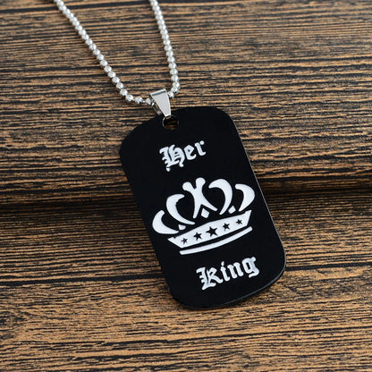 king queen Tag Couple Necklace