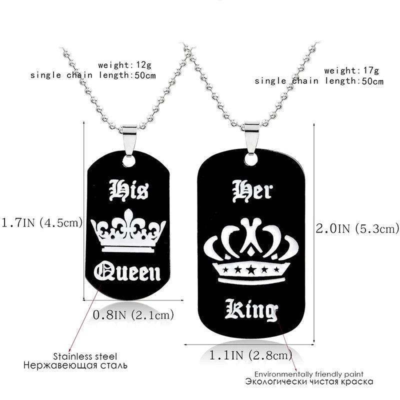 king queen Tag Couple Necklace