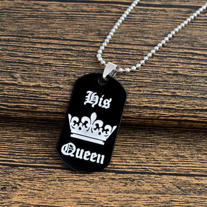 king queen Tag Couple Necklace