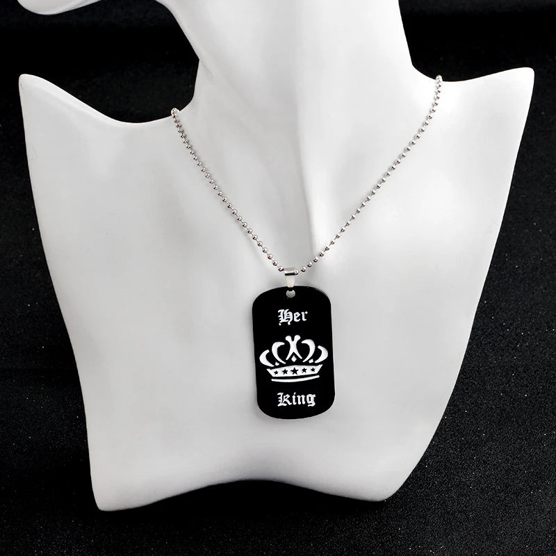 king queen Tag Couple Necklace