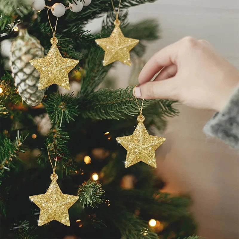 Gold Glitter Star Ornaments