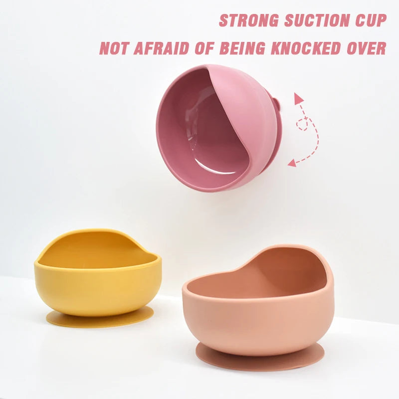 Baby Silicone Self feeding Training Bowl Set