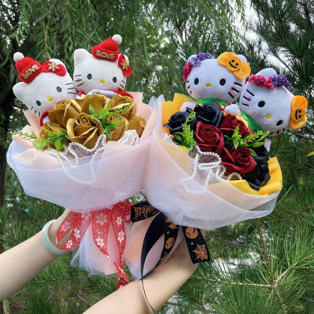 Kawaii Hello Kitty Cat Dolls Floral Bouquet