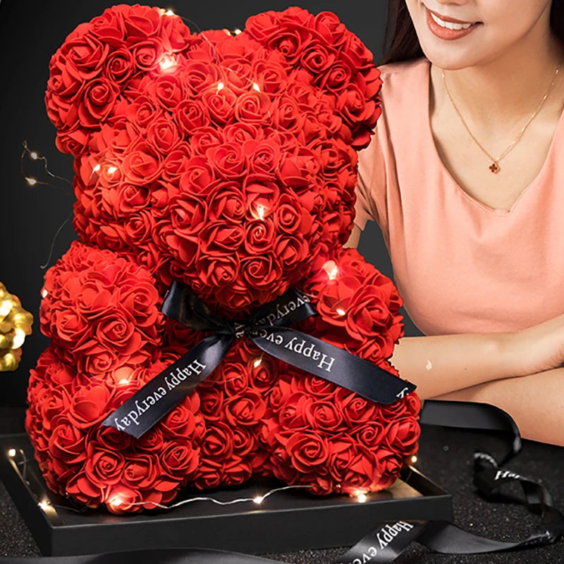 Valentine Rose Bear Lights Gift Box