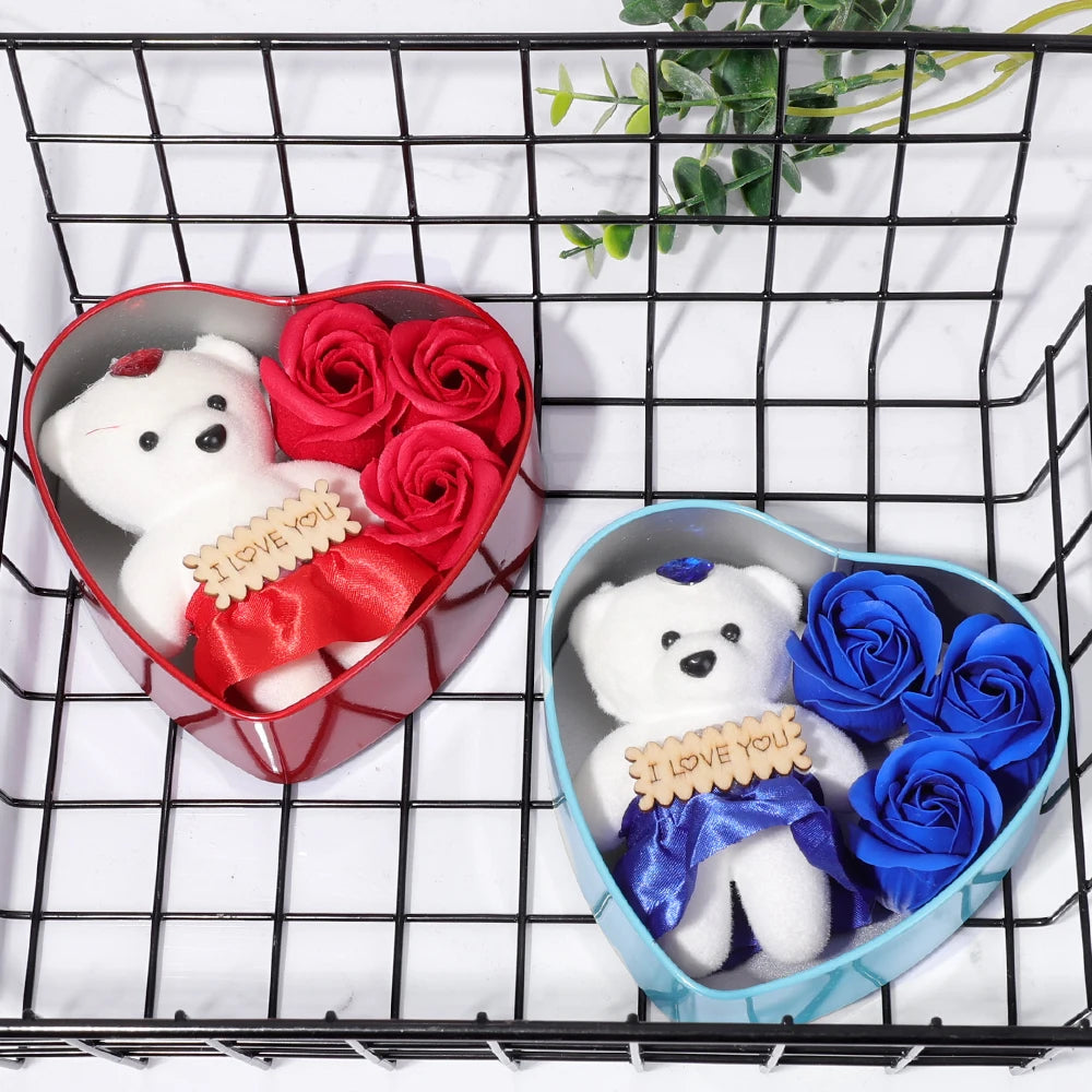 Valentines Day Bear Rose Love Gift Box