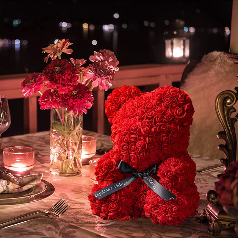 Valentine Rose Bear Lights Gift Box