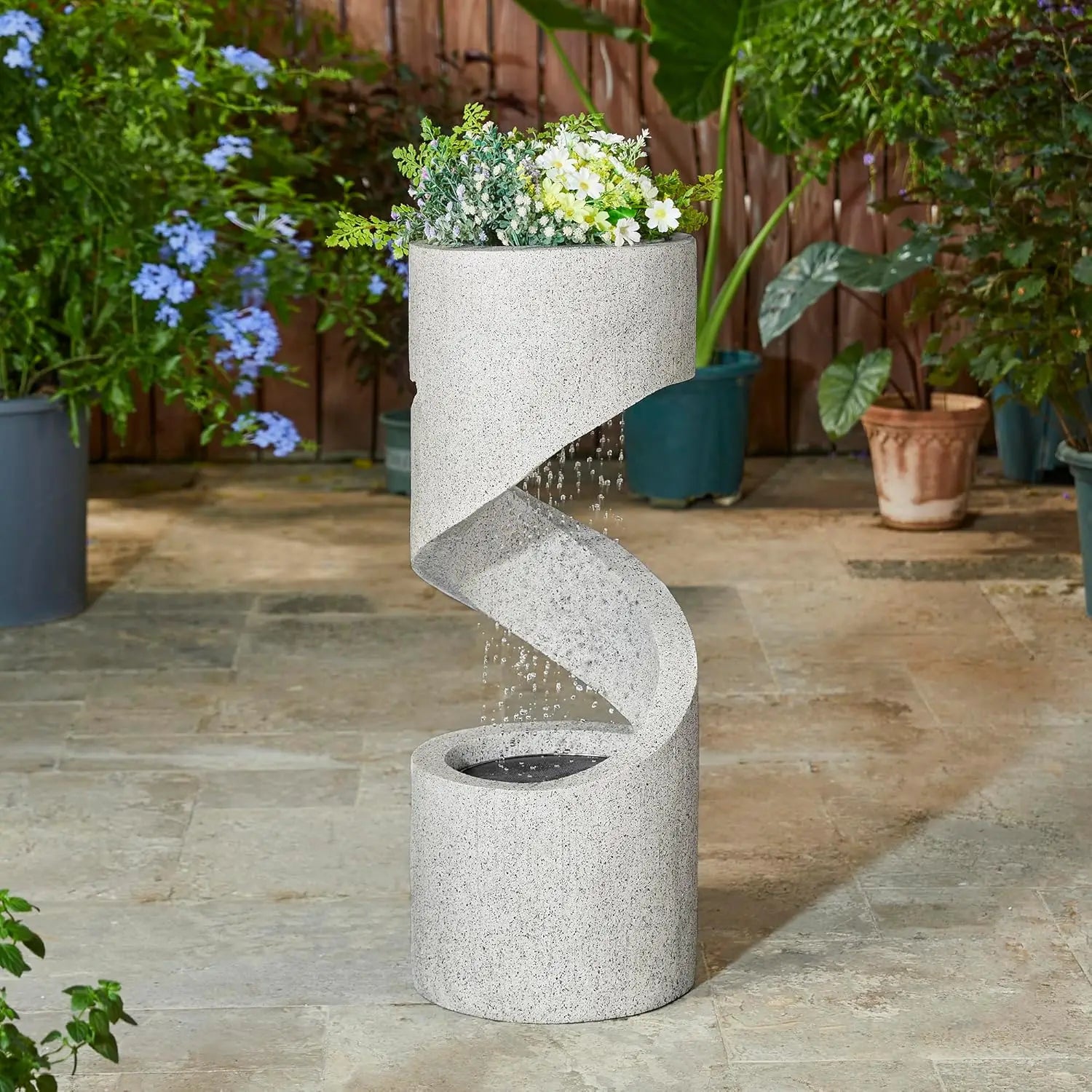 Outdoor LED Water Fountain Stone Planter