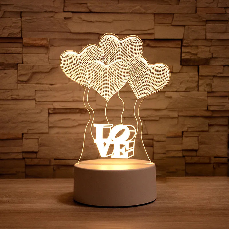 3D Lamp Heart-shaped LED Night Light