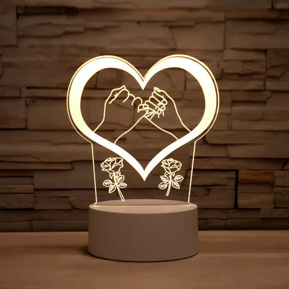 3D Lamp Heart-shaped LED Night Light