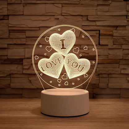 3D Lamp Heart-shaped LED Night Light