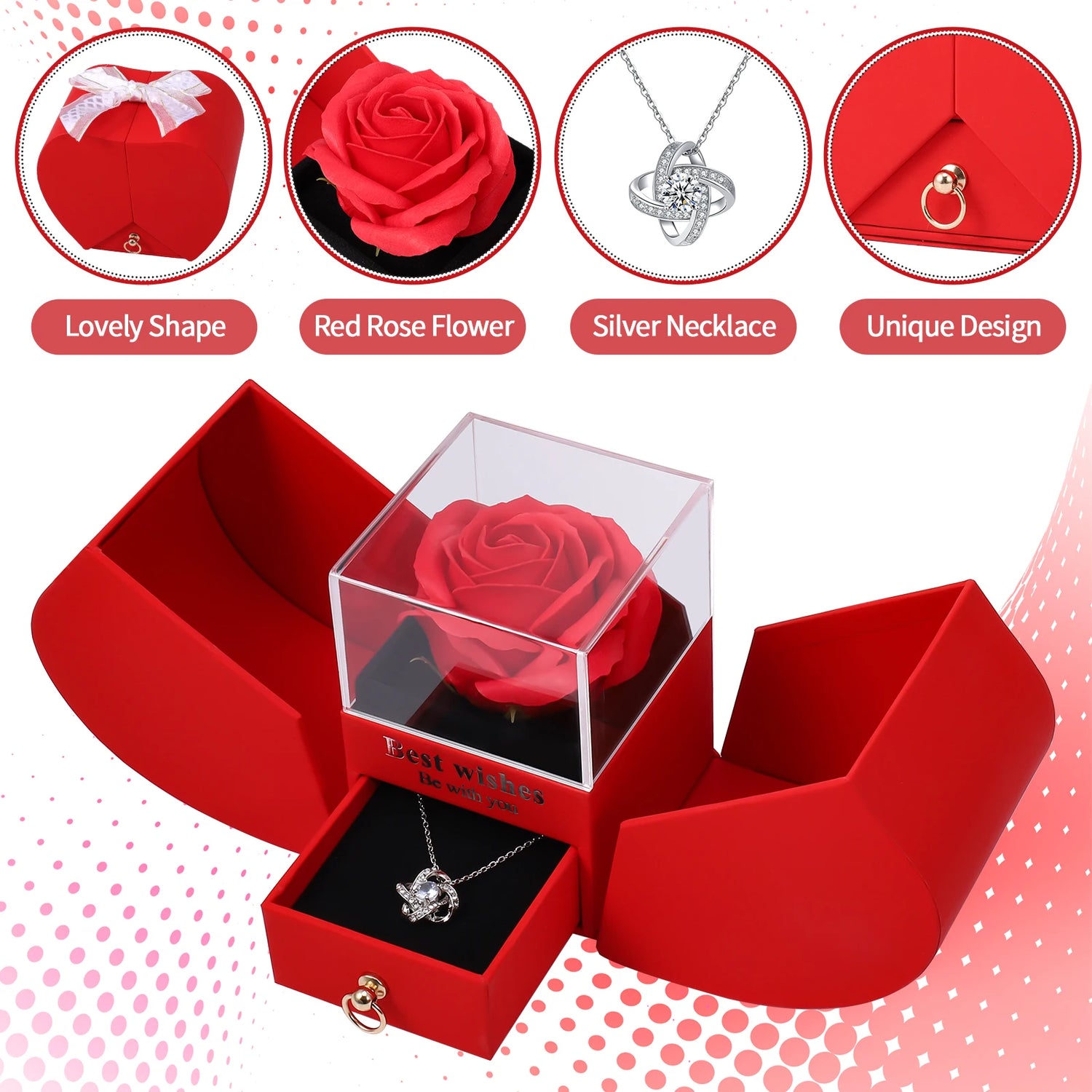 Red Rose Necklace Flowers Rose Gift