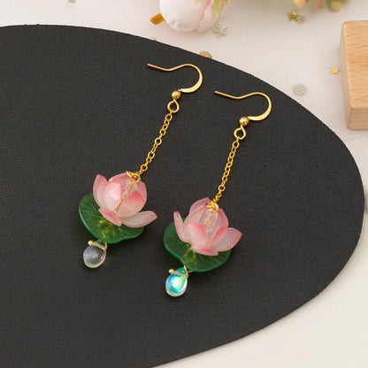 Pretty Pink Lotus Flower Earrings - A Perfect Gift for Girls!