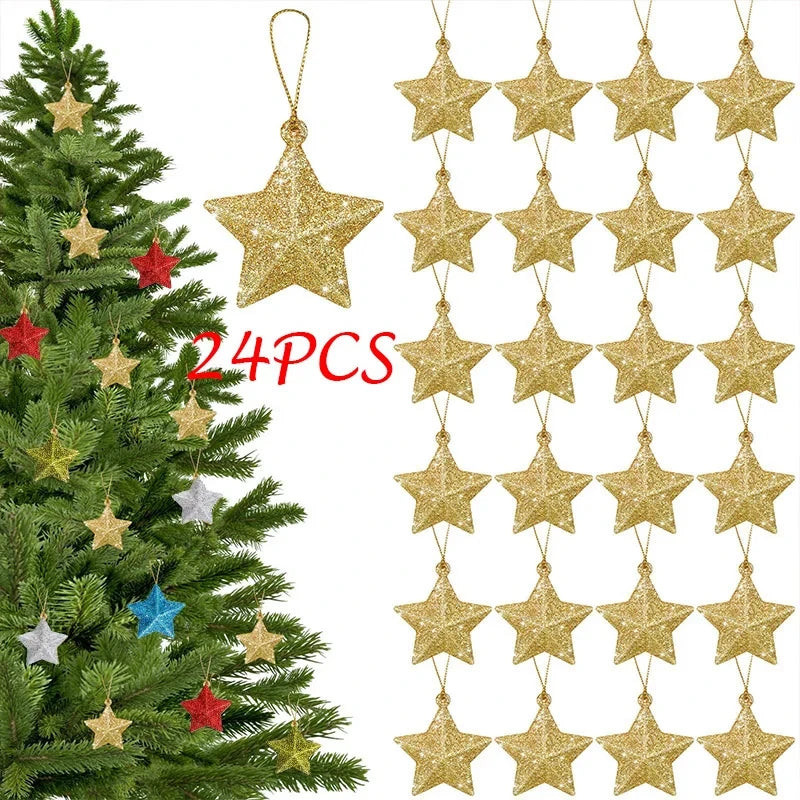 Gold Glitter Star Ornaments