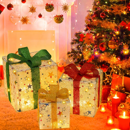 Christmas LED Star Lighted Gift Boxe