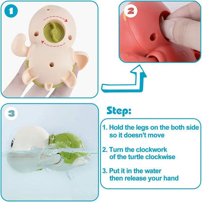 Kidds 3PCS Wind-up Swimming Turtle Bath Toy