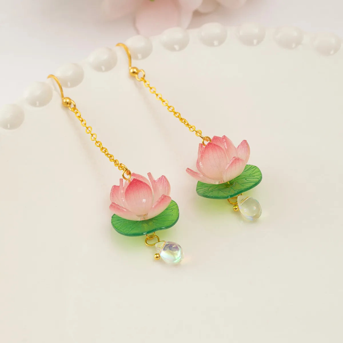 Pretty Pink Lotus Flower Earrings - A Perfect Gift for Girls!