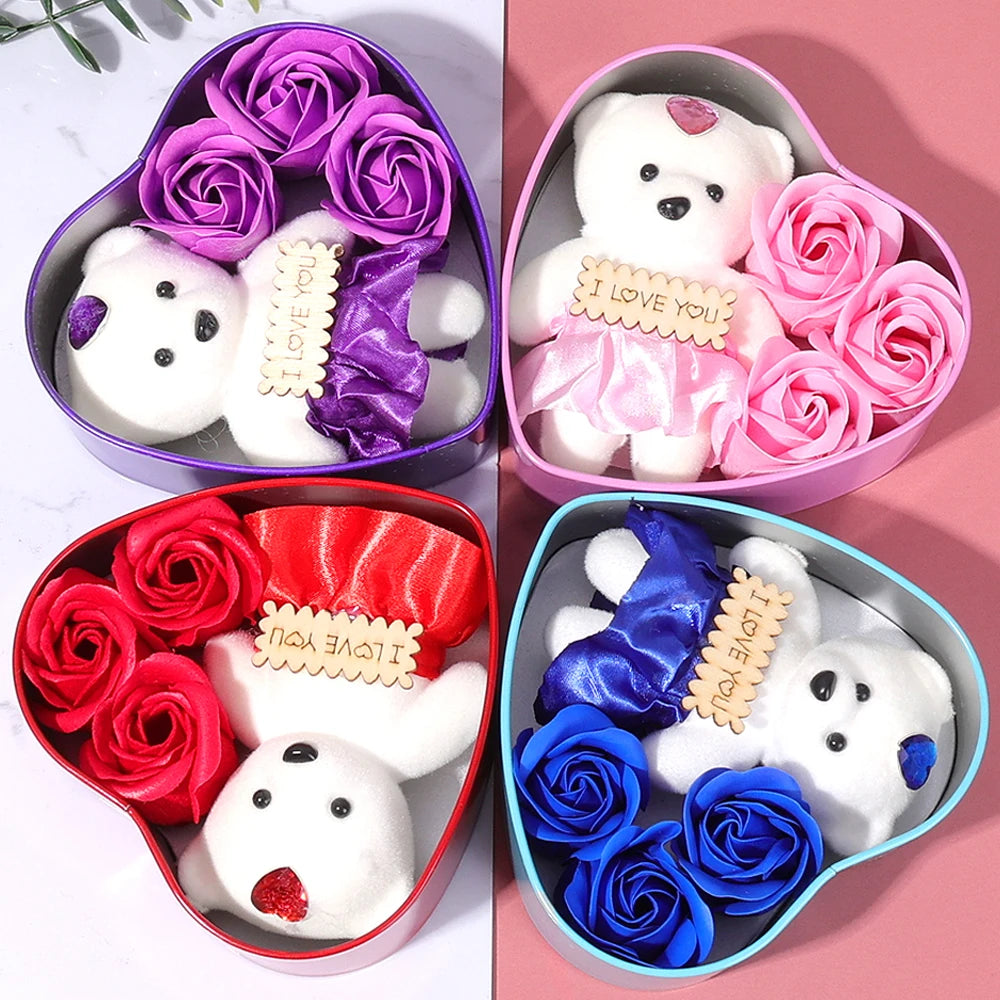 Valentines Day Bear Rose Love Gift Box