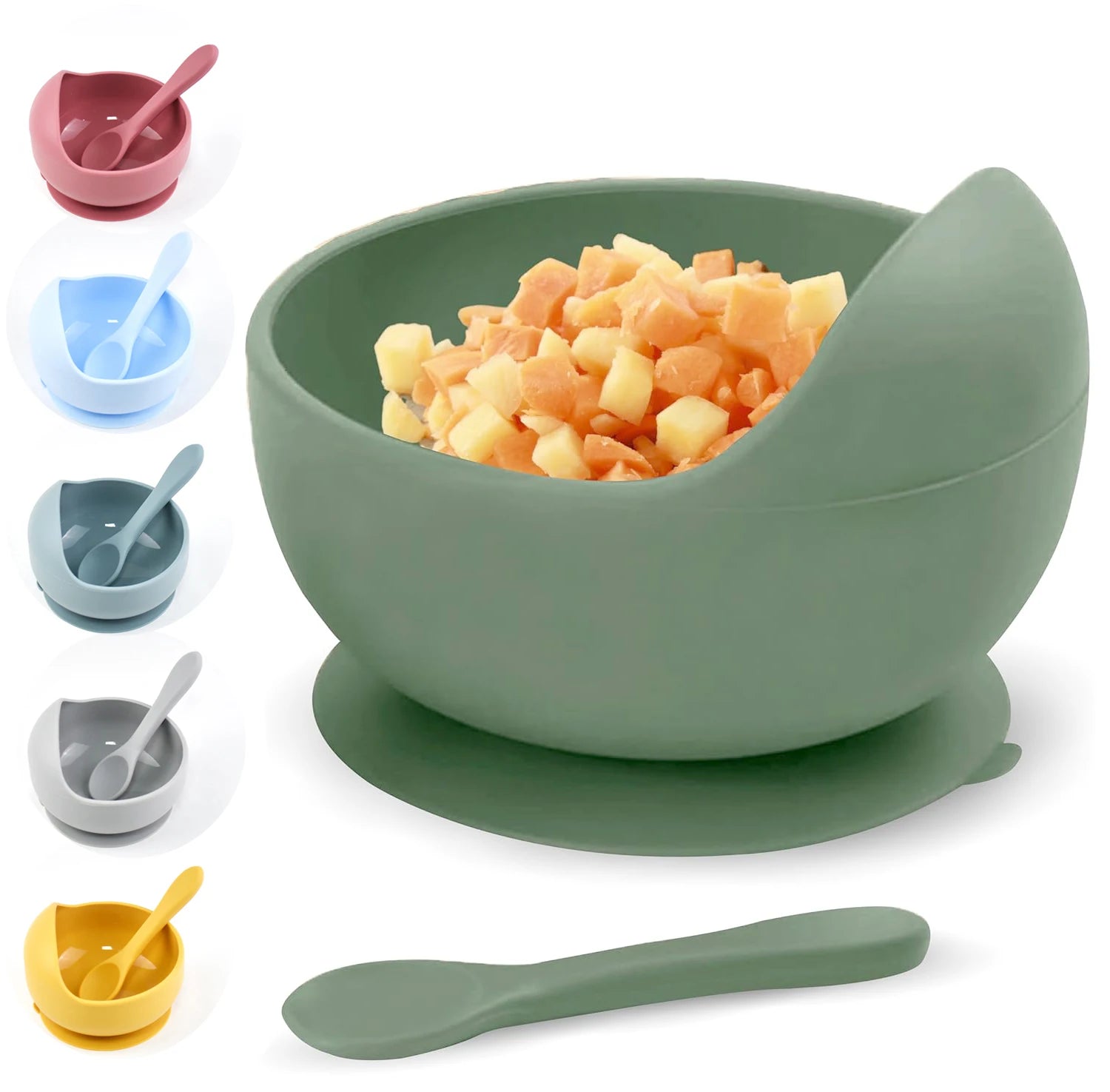 Baby Silicone Self feeding Training Bowl Set