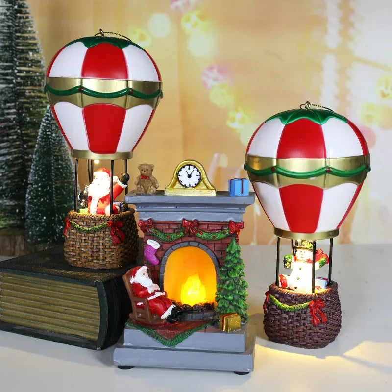 Christmas Decor LED Snowman Hot Air Balloon