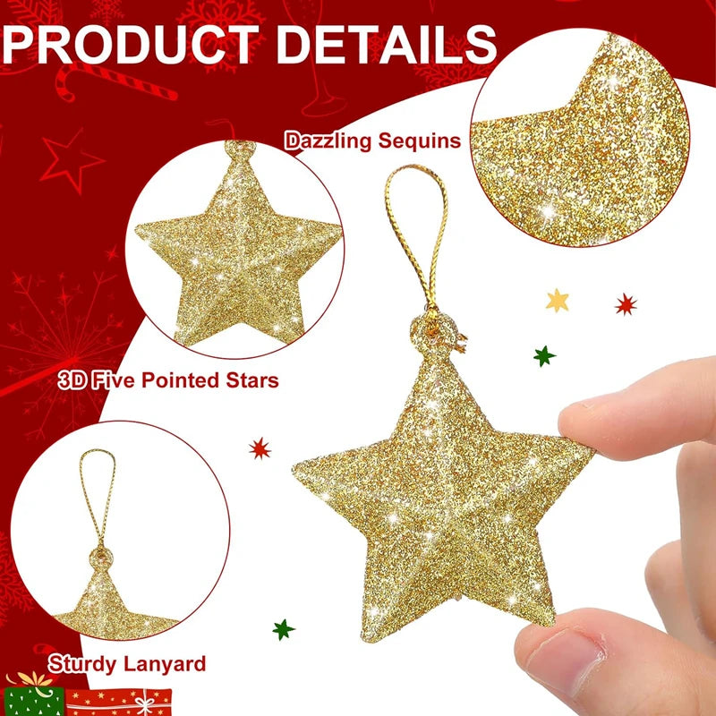 Gold Glitter Star Ornaments