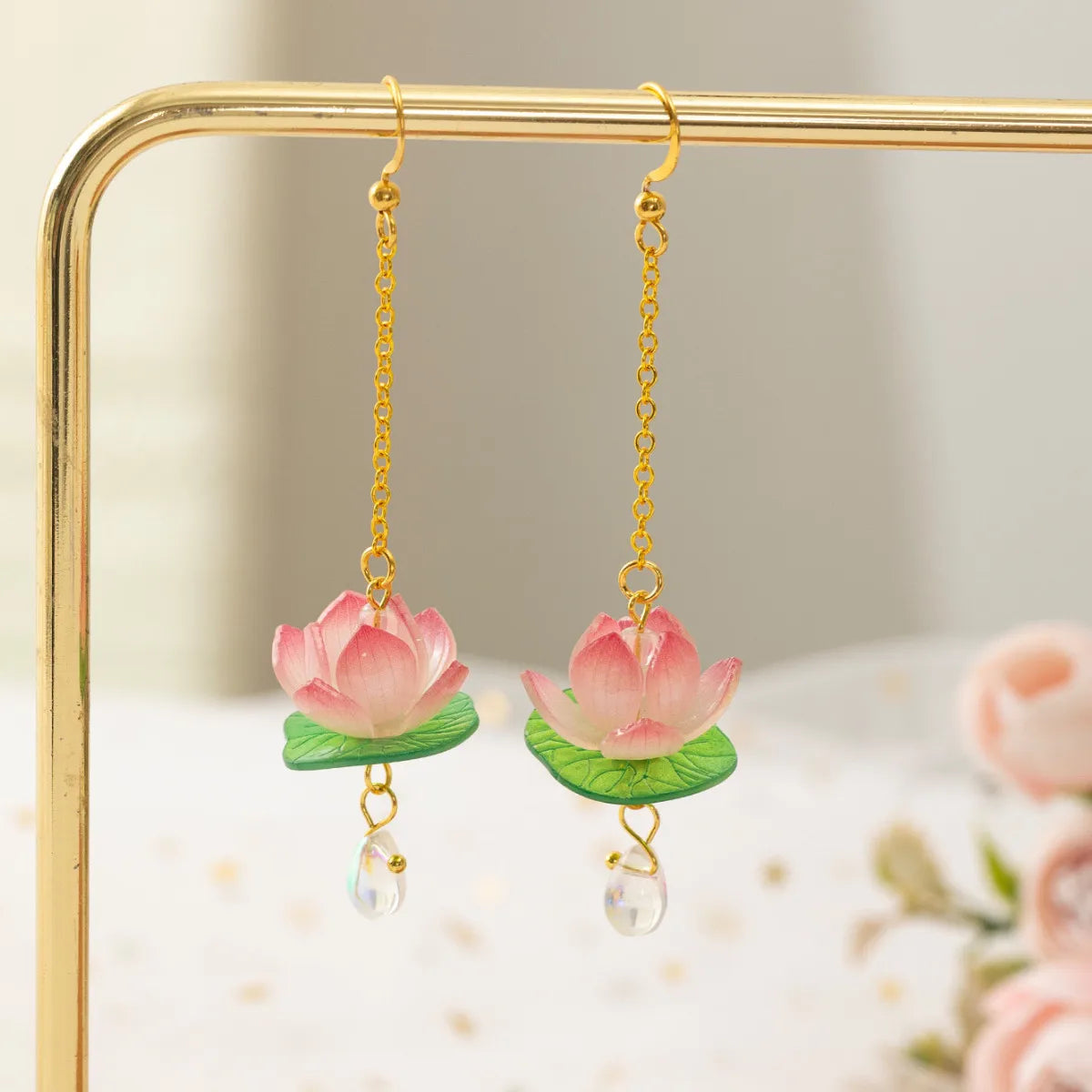 Pretty Pink Lotus Flower Earrings - A Perfect Gift for Girls!