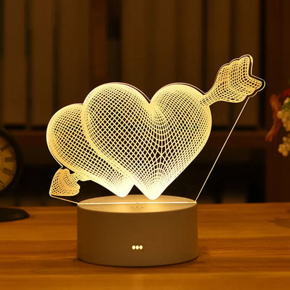 3D Lamp Heart-shaped LED Night Light