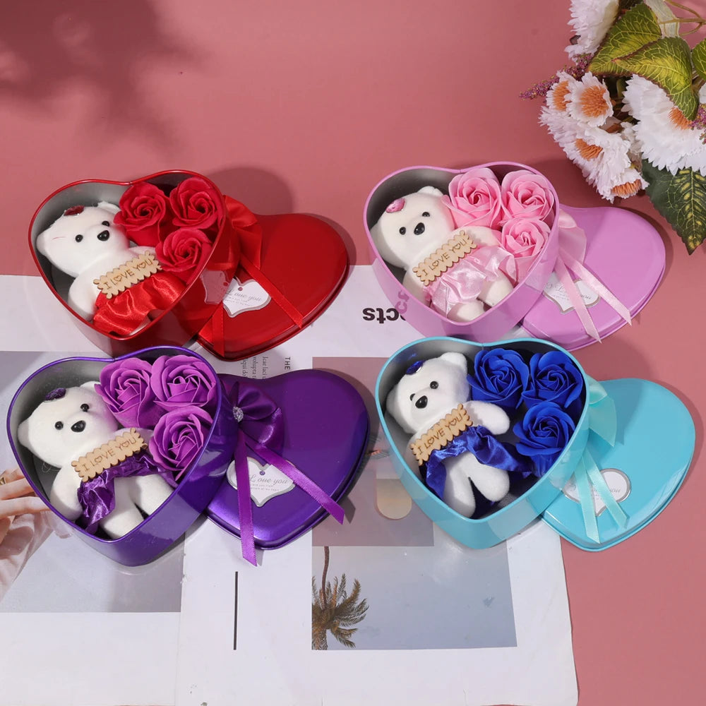 Valentines Day Bear Rose Love Gift Box